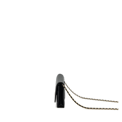 Chanel 23k Detailed CC Logo Wallet On Chain Caviar Black L (microchip)