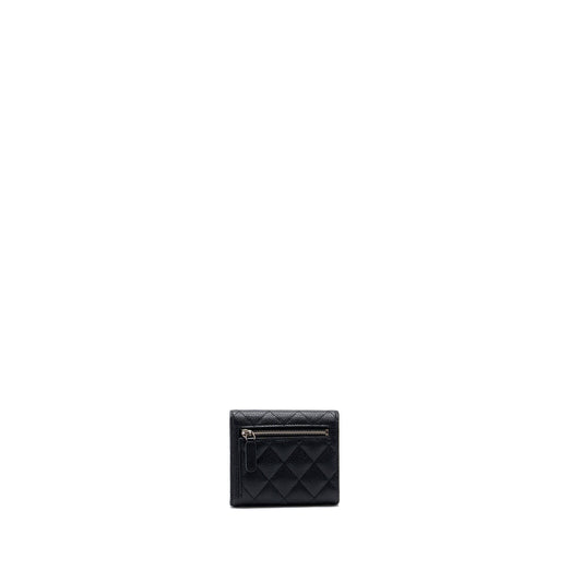 Chanel classic compact wallet caviar black