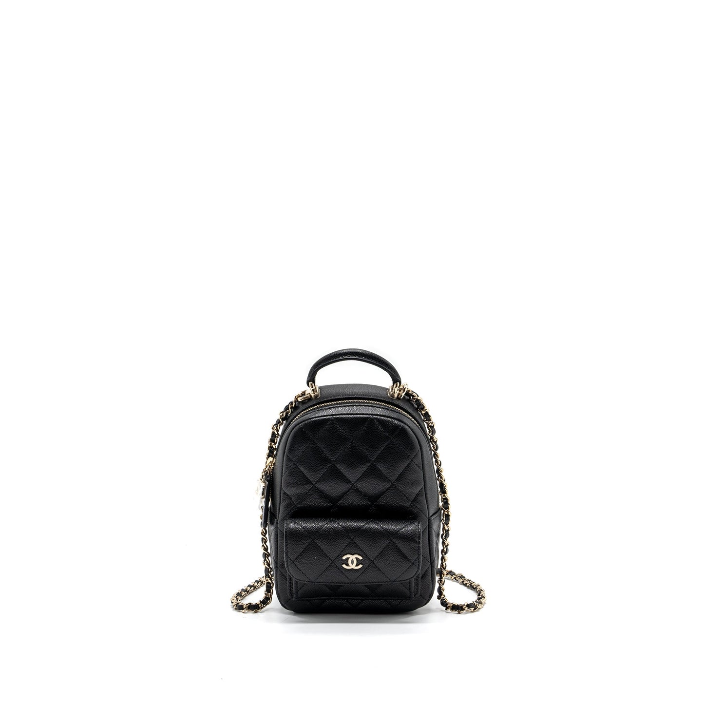Chanel 24C mini backpack / crossbody bag caviar black L (microchip)