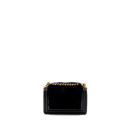 Chanel Small Boy Bag Rabbit Hair Limited Edition Lambskin Black