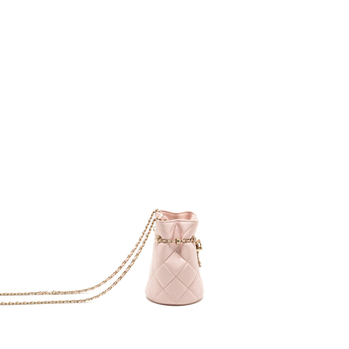 Chanel Mini Drawstring Bucket Bag Lambskin Pink L