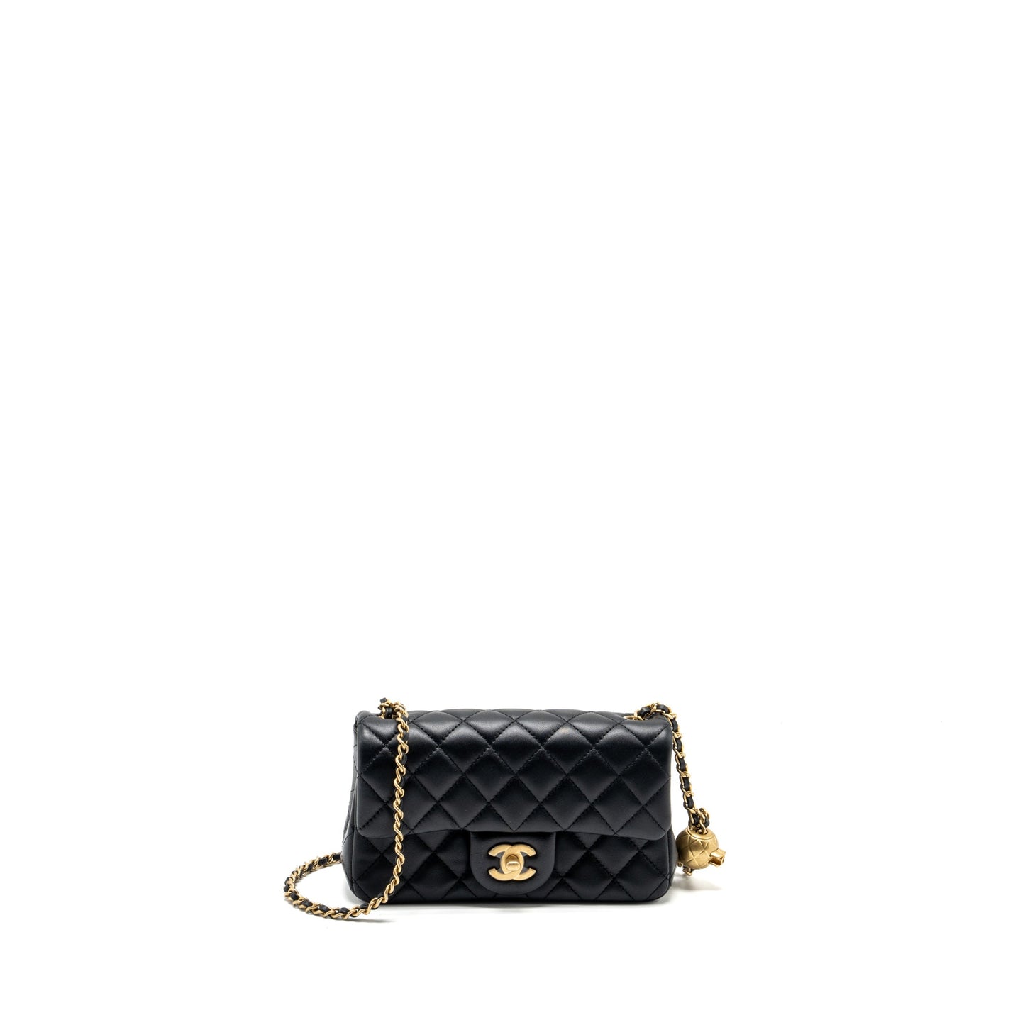 Chanel Pearl Crush Mini Rectangular Flap Bag Lambskin Black  (microchip)