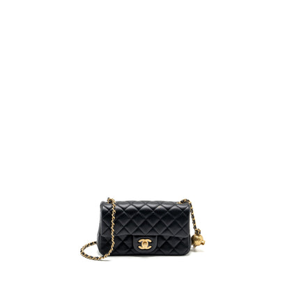 Chanel Pearl Crush Mini Rectangular Flap Bag Lambskin Black  (microchip)