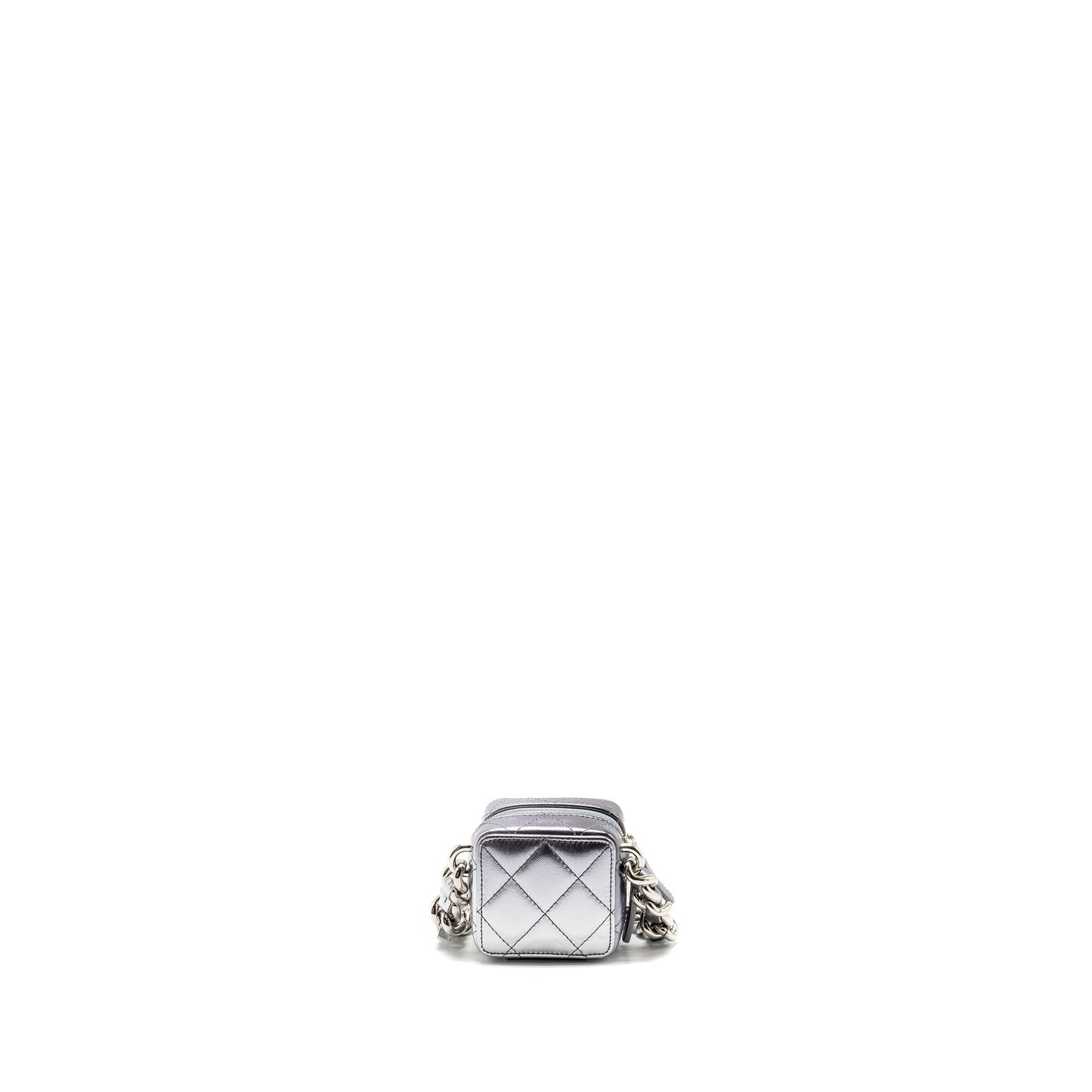 Chanel Mini Vanity with Giant Chain lambskin metallic grey