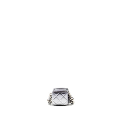 Chanel Mini Vanity with Giant Chain lambskin metallic grey