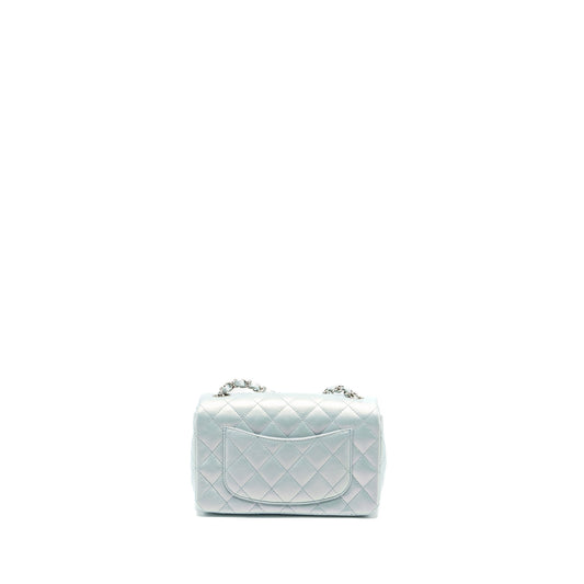 Chanel 21K mini rectangular flap bag calfskin iridescent light blue  (microchip)