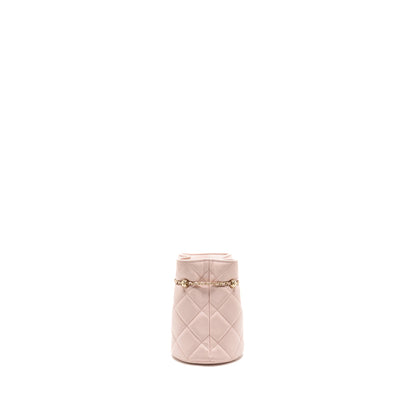 Chanel Mini Drawstring Bucket Bag Lambskin Pink L