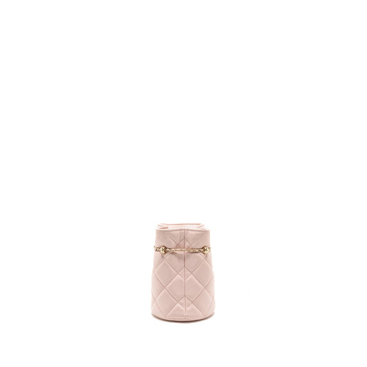 Chanel Mini Drawstring Bucket Bag Lambskin Pink L