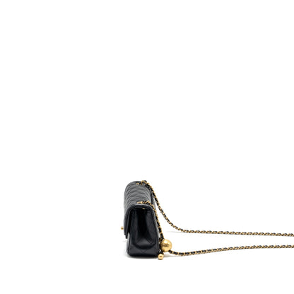 Chanel Pearl Crush Mini Rectangular Flap Bag Lambskin Black  (microchip)