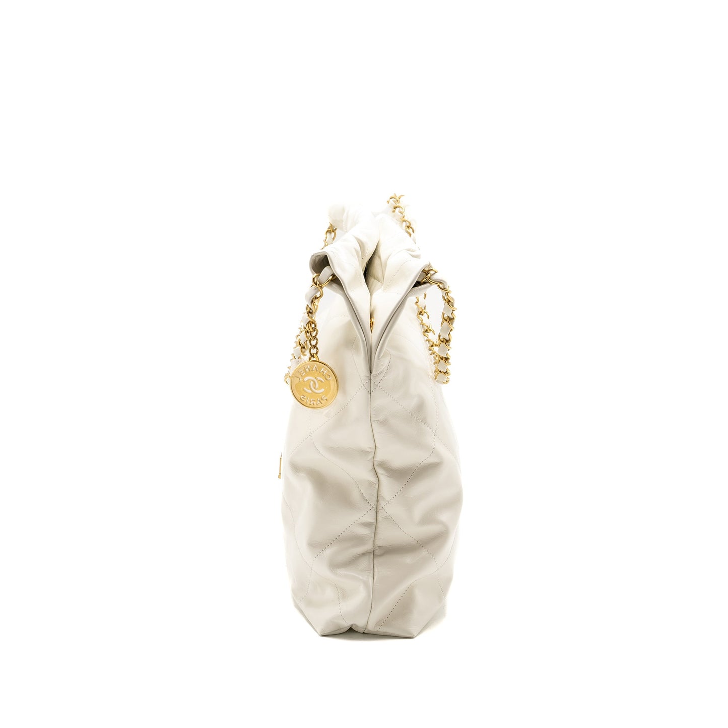 Chanel Medium 22 Bag Calfskin White  (Microchip)