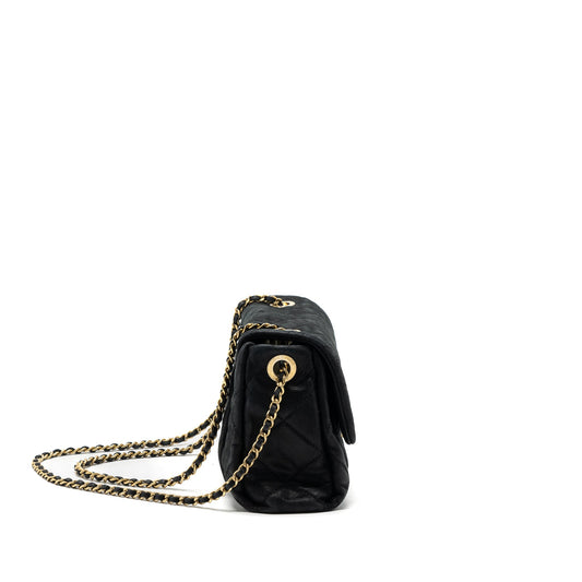 Chanel quilted seasonal flap bag Calfskin Iridescent black with