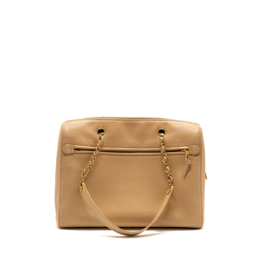 Chanel Vintage Tote Bag Caviar Beige