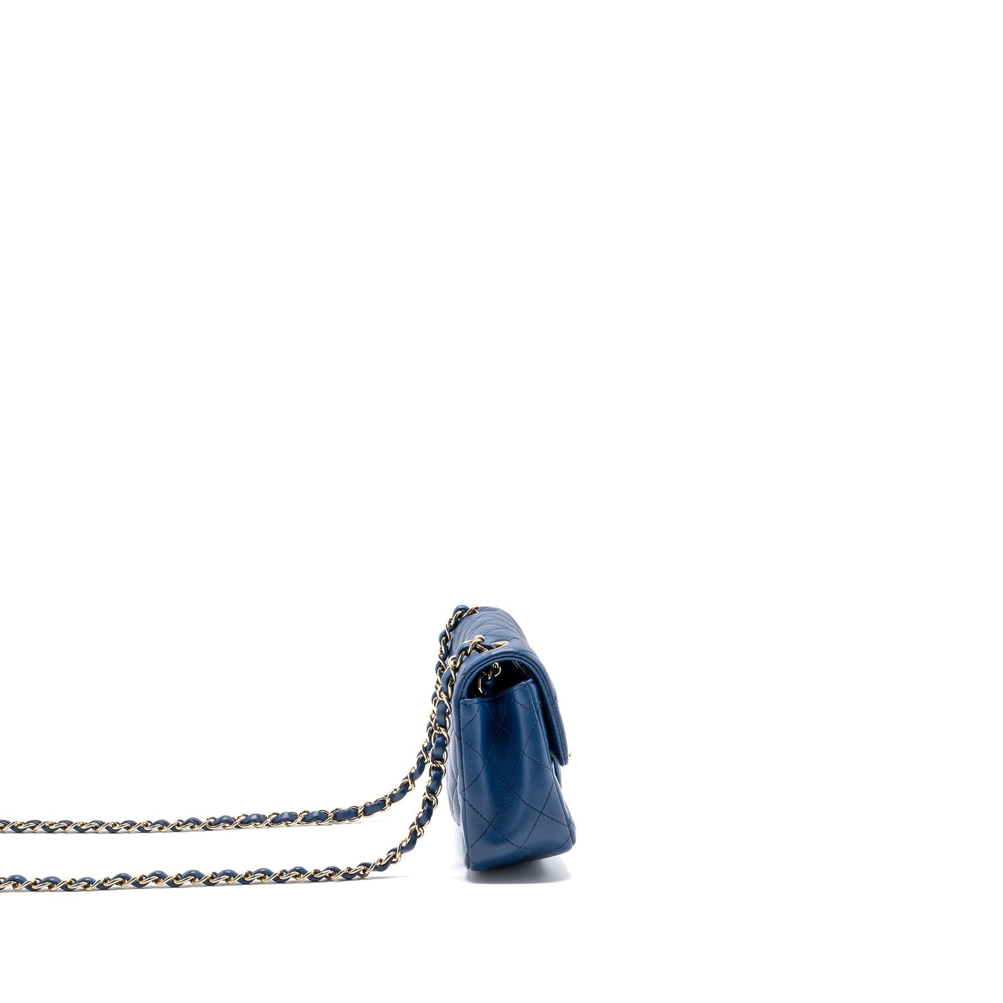 Chanel mini rectangular flap bag lambskin Blue L