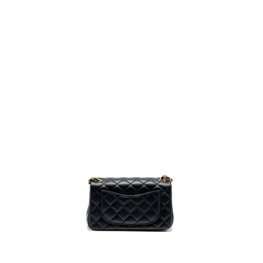 Chanel Pearl Crush Mini Rectangular Flap Bag Lambskin Black  (microchip)