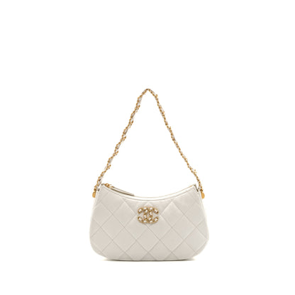 Chanel 23k Hobo Bag Calfskin White  (microchip)