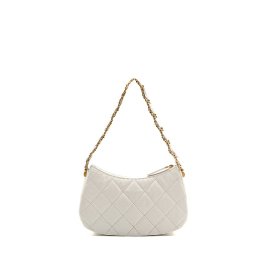 Chanel 23k Hobo Bag Calfskin White  (microchip)