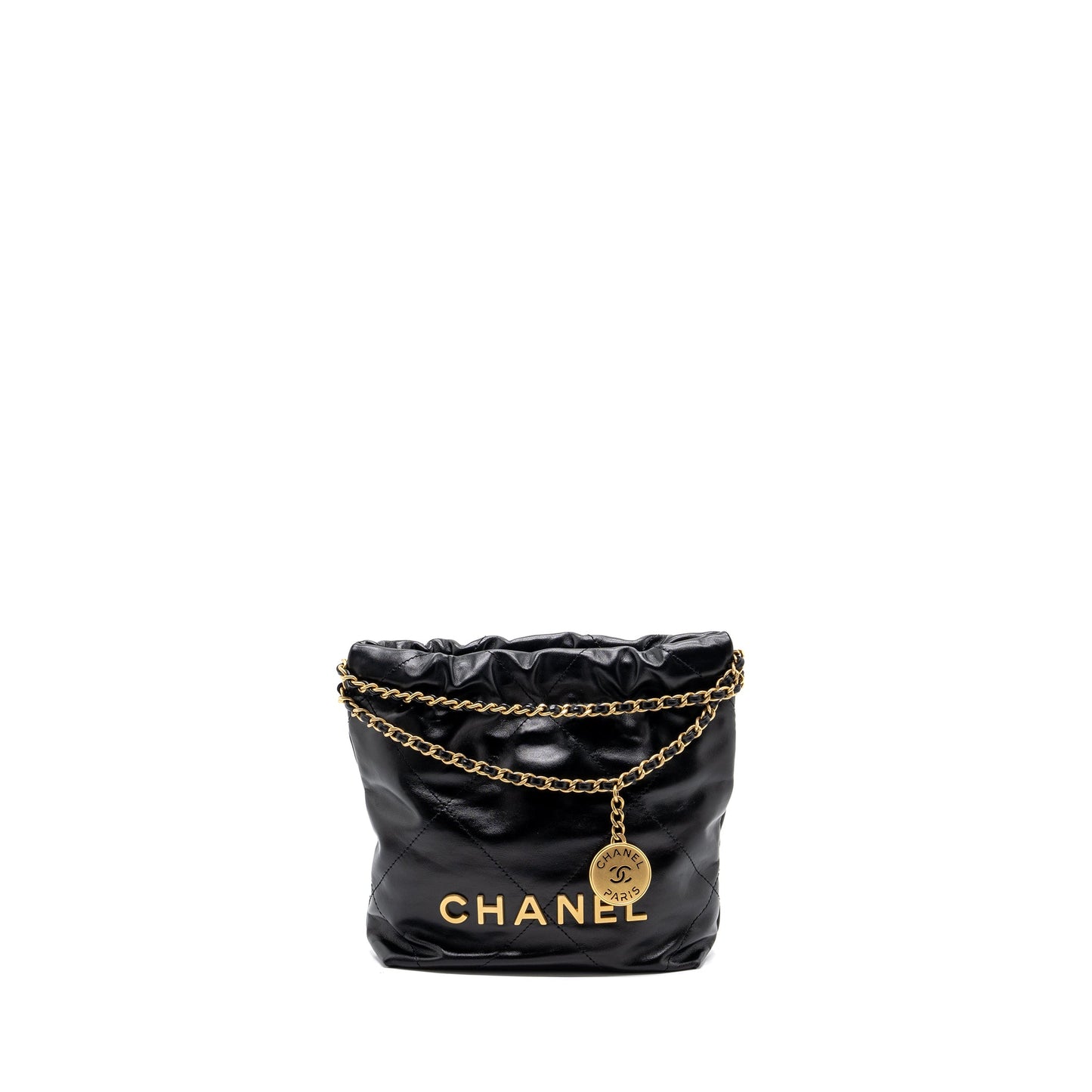 Chanel Mini 22 Bag Shiny Calfskin Black (Microchip)