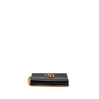 Gucci Marmont Wallet On Chain Calfskin Black Brushed