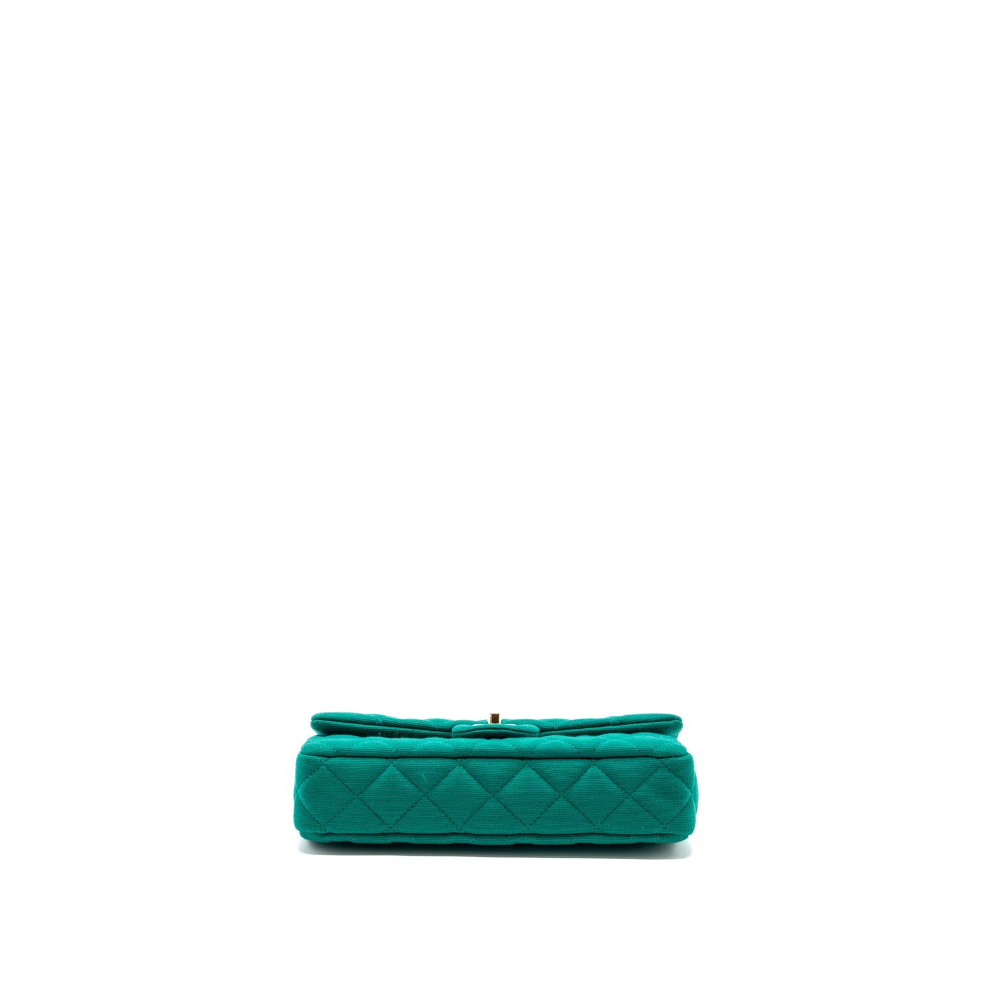 Chanel 23a Classic Flap Clutch Fabric Green L(Microchip)