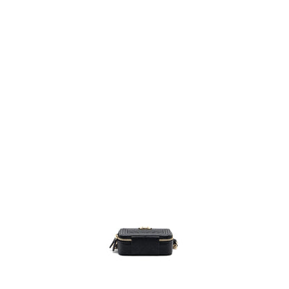 Chanel boy zipper card holder with chain caviar black L