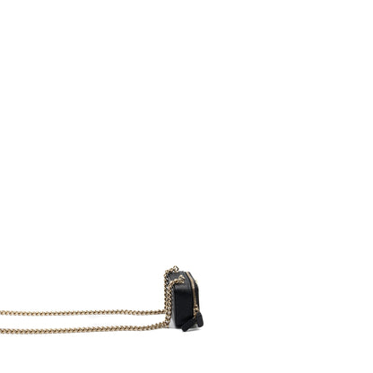 Chanel boy zipper card holder with chain caviar black L