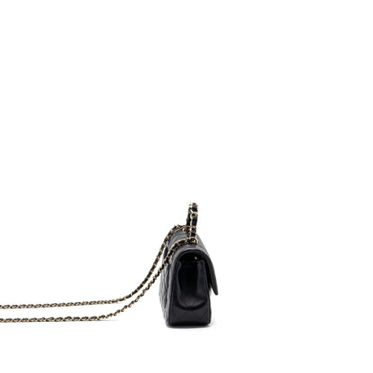 Chanel 23K Leather Chain Top Handle Mini Rectangular Flap Bag Lambskin Black L (microchip)