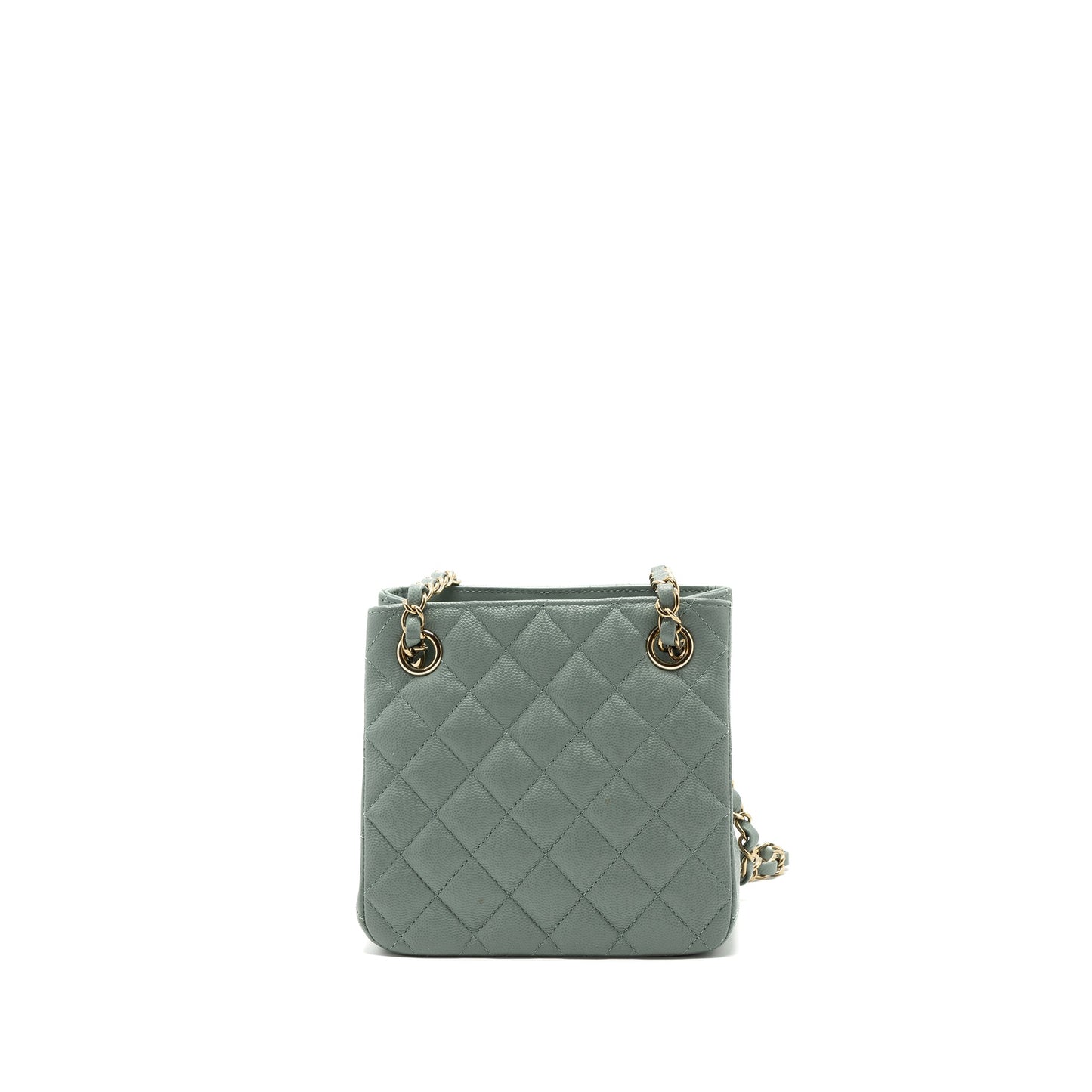 Chanel 23C mini bucket tote bag caviar light grey L (microchip)