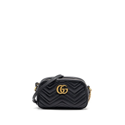 Gucci GG marmont matelasse camera shoulder bag leather black