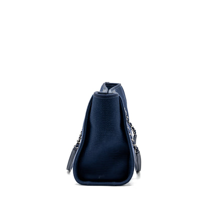Chanel Deauville Tote Bag Canvas Navy  (microchip)