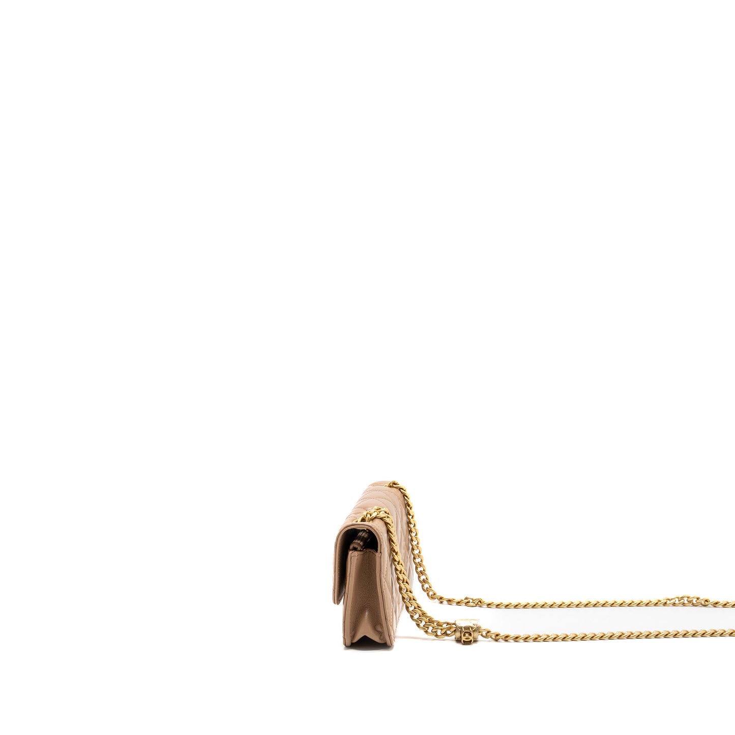 Chanel 22K gold pillar mini flap bag lambskin dark beige  (Microchip)