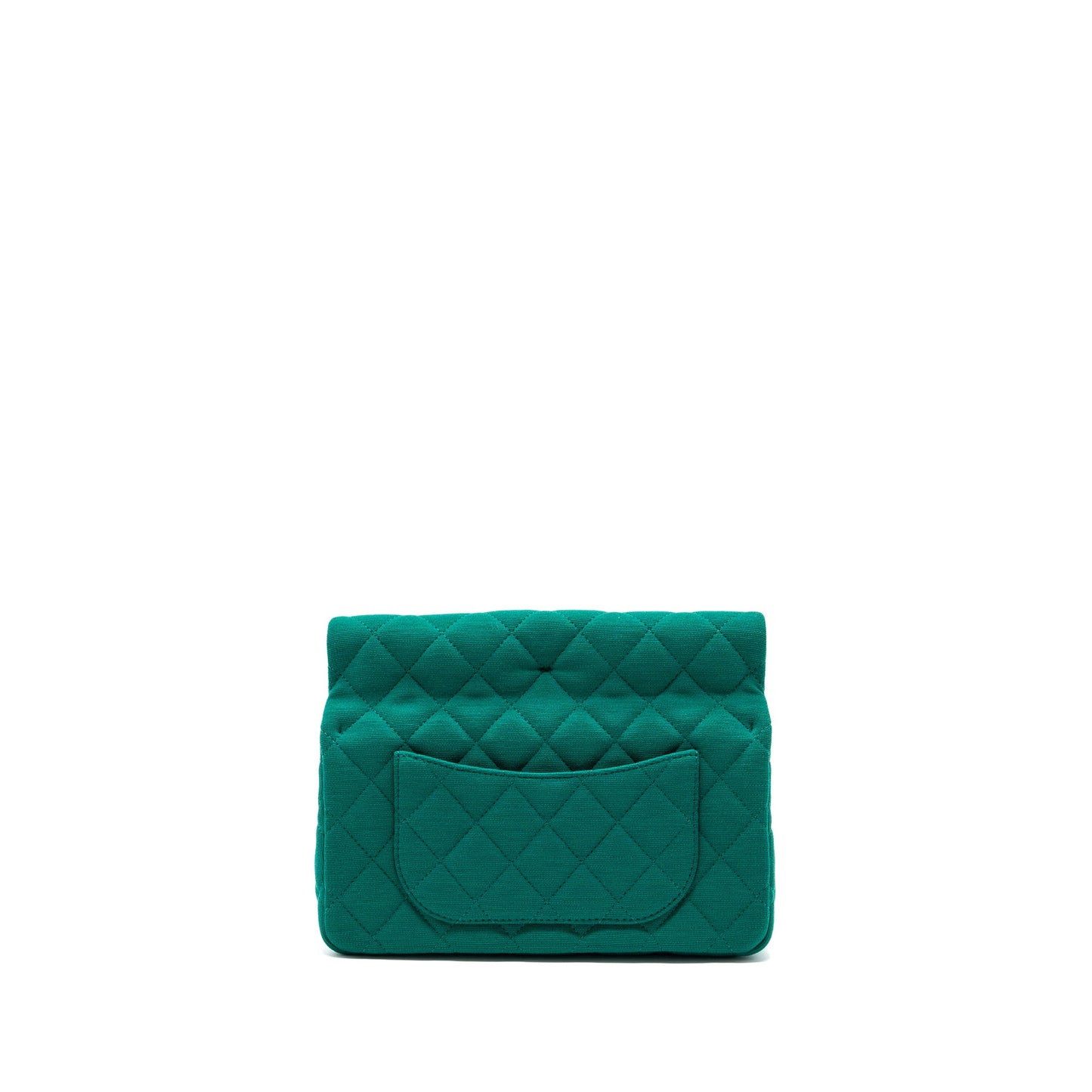 Chanel 23a Classic Flap Clutch Fabric Green L(Microchip)