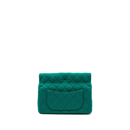 Chanel 23a Classic Flap Clutch Fabric Green L(Microchip)