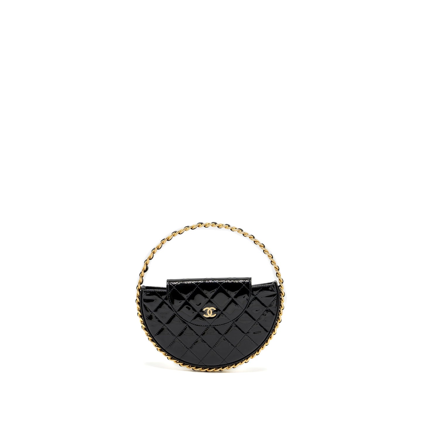 Chanel 23K Hoop Bag Patent leather black  (microchip)