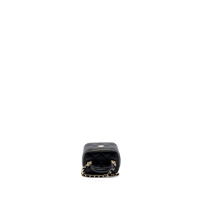Chanel Top Handle Mini Vanity Case with chains Lambskin Black L