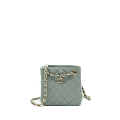 Chanel 23C mini bucket tote bag caviar light grey L (microchip)