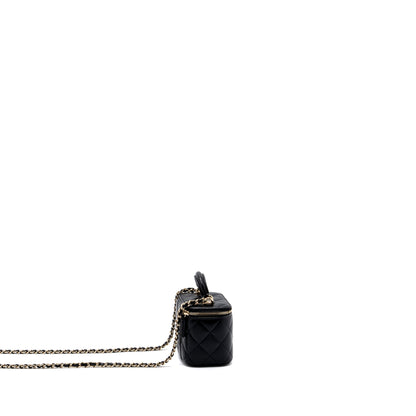 Chanel Top Handle Mini Vanity Case with chains Lambskin Black L
