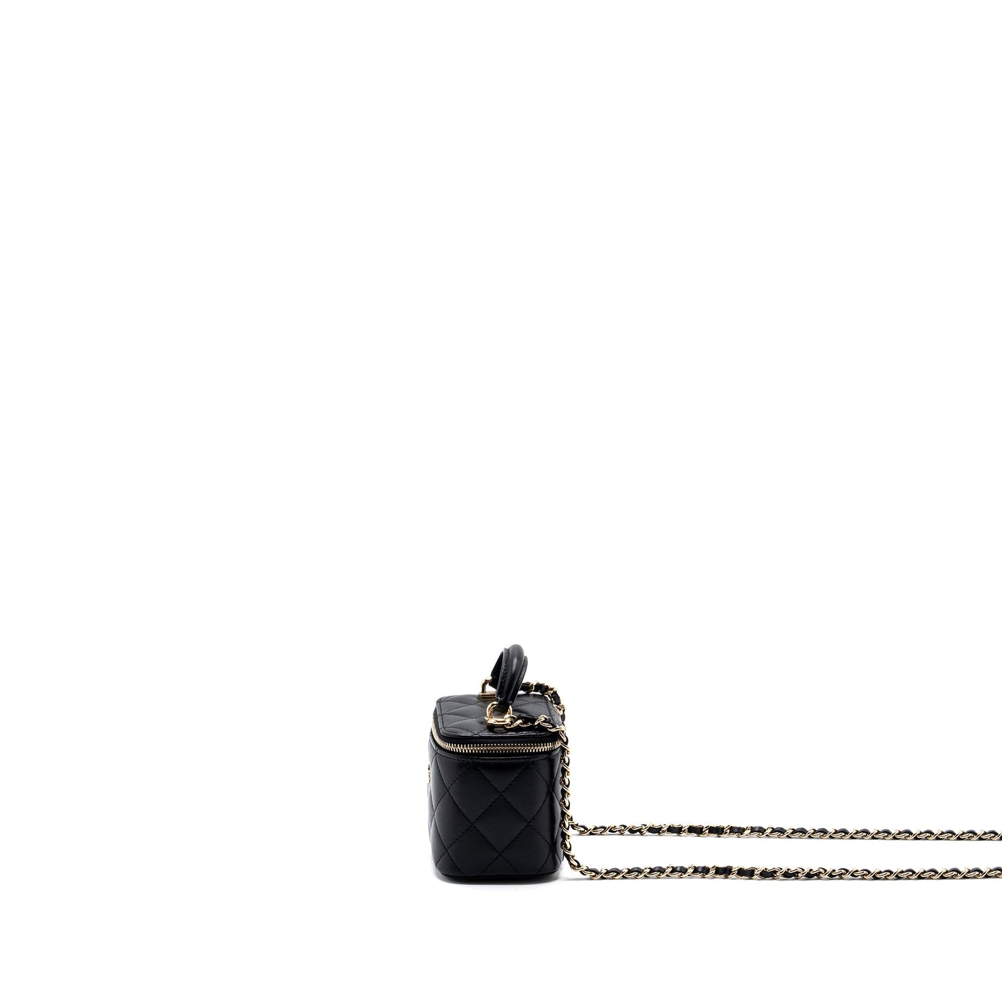 Chanel Top Handle Mini Vanity Case with chains Lambskin Black L