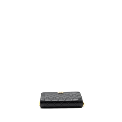 Chanel Boy Wallet On Chain Lambskin Black (Microchip)