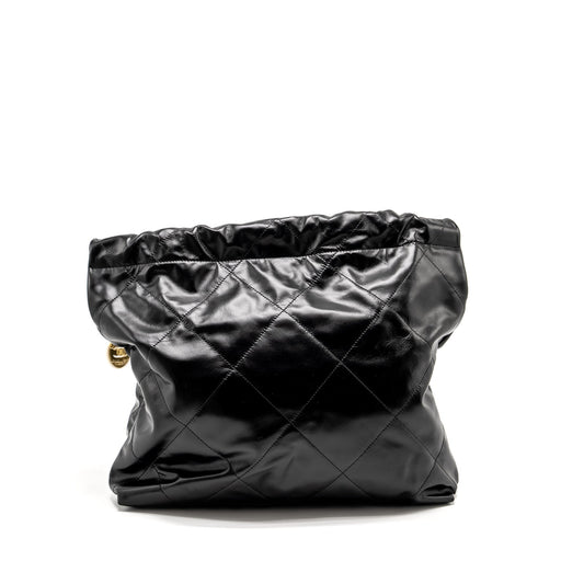 Chanel Medium 22 Bag Shiny Calfskin Black  (microchip)