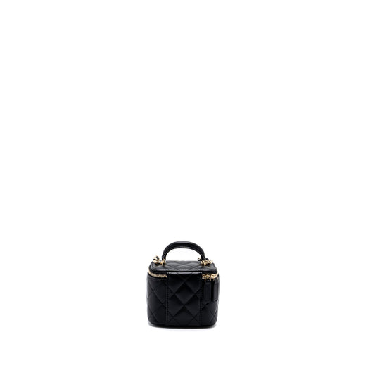 Chanel Top Handle Mini Vanity Case with chains Lambskin Black L