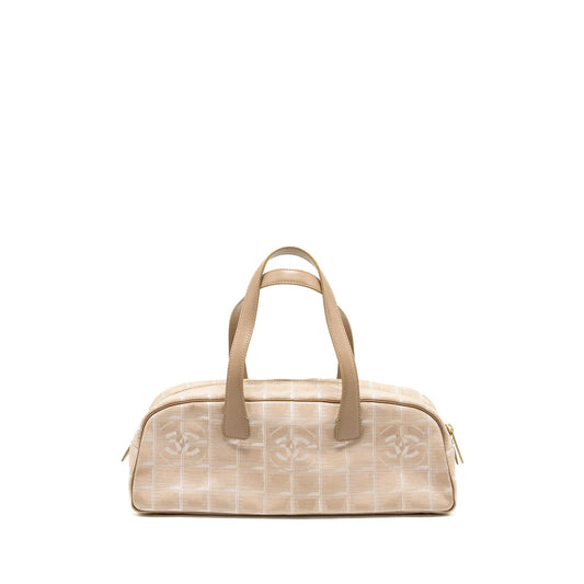 Chanel Vintage Travel Line Bowler Bag Canvas/Leather Beige