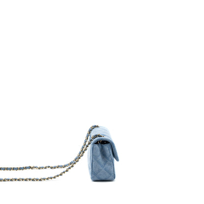 Chanel 22B Mini Rectangular Flap Bag Denim Light Blue L (microchip)