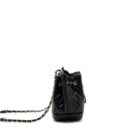 Chanel Drawstring Bucket Bag Calfskin Black L