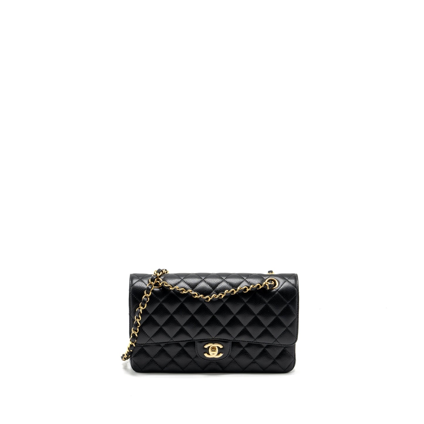 Chanel medium classic double flap bag Caviar black  (microchip)
