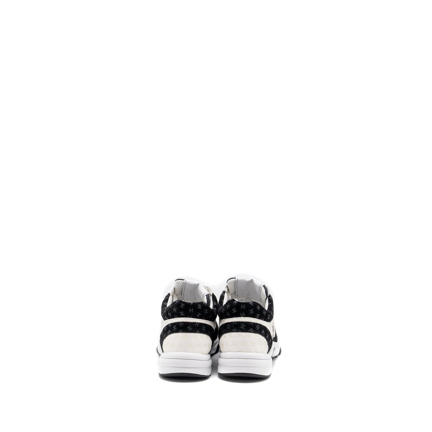Chanel Size 38 CC Logo Printed Trainer/Sneaker Suede Black/White