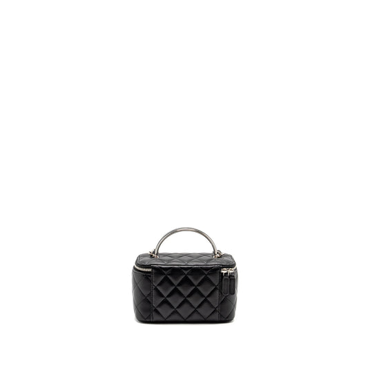 Chanel Top Handle Long Vanity Case Lambskin BLACK  (Microchip)