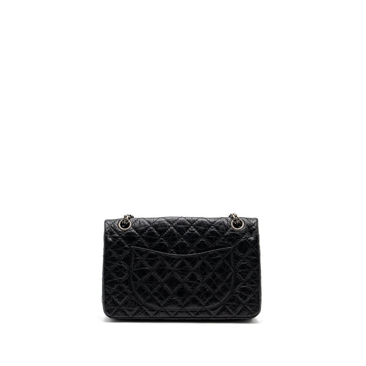 Chanel small 2.55 reissue flap bag aged calfskin black ruthenium