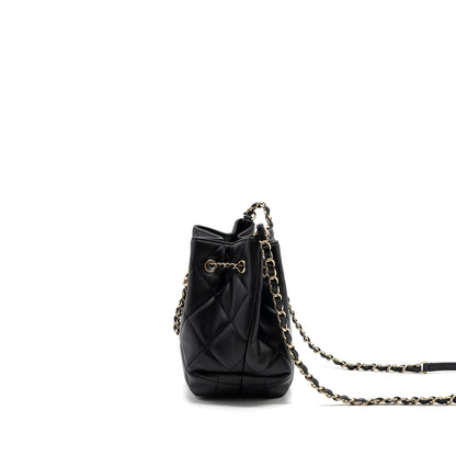 Chanel Drawstring Bucket Bag Calfskin Black L