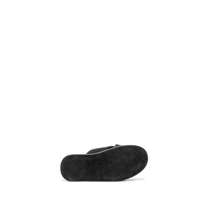 Chanel Size 38 CC Puffy Mule Sandals Fabric/Leather Black