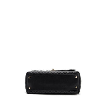 Chanel Medium Coco Handle Lizard Embossed Handle Caviar Black L (Microchip)